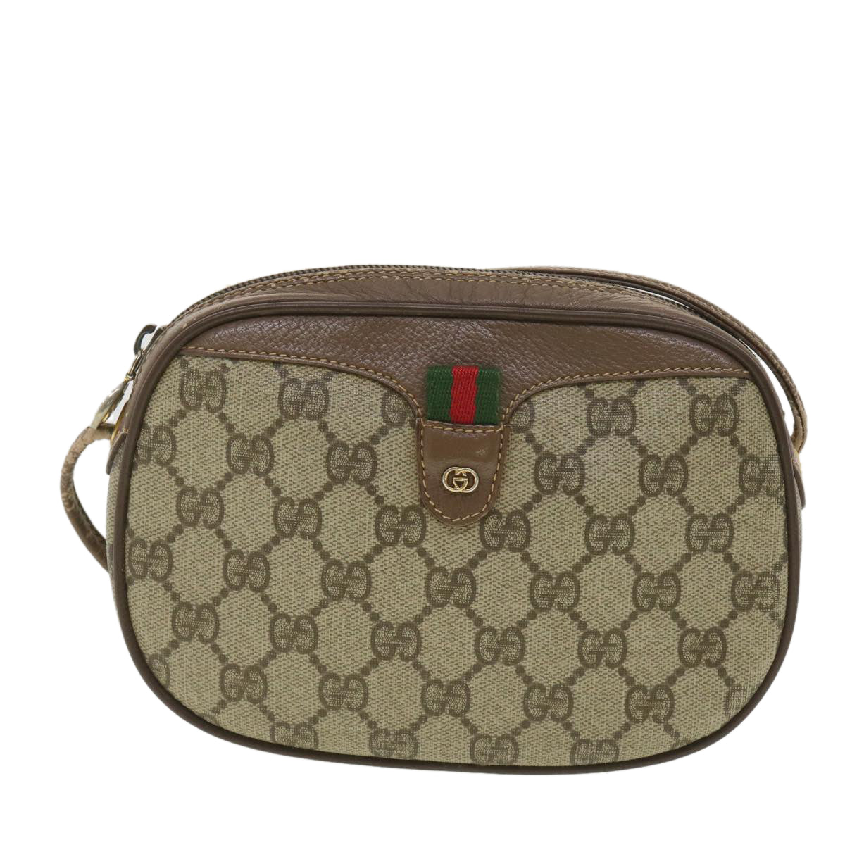 GUCCI GG Canvas Web Sherry Line Shoulder Bag Beige Red 007.754.6112 ar9145