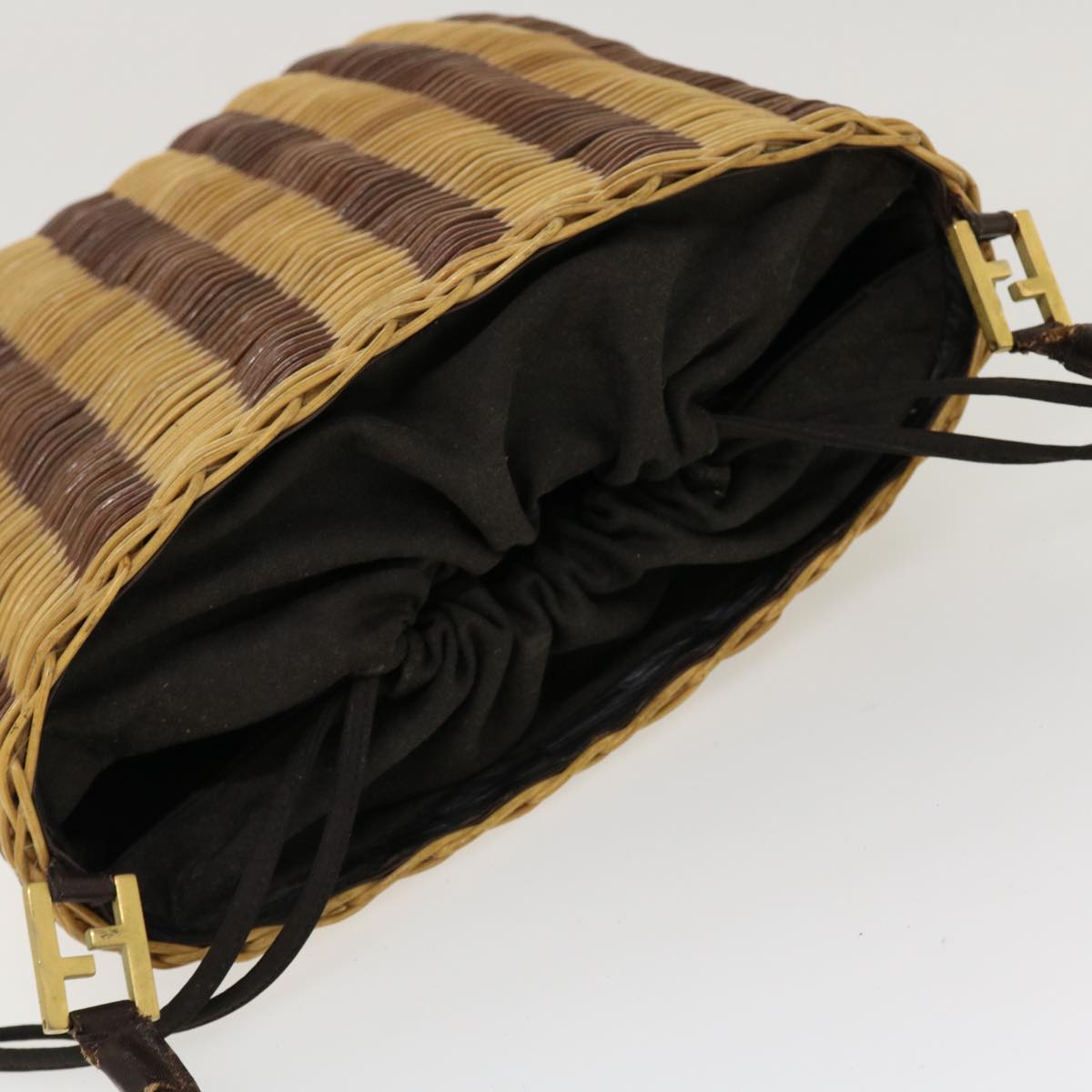 FENDI Basket Shoulder Bag Wood Brown ar9157