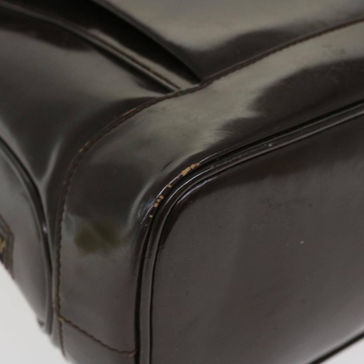 GUCCI Bamboo Shoulder Bag Patent leather Brown 001.2214.1649 ar9167