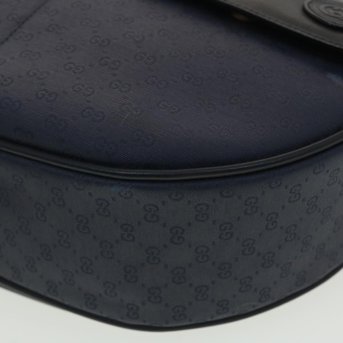 GUCCI Micro GG Canvas Shoulder Bag PVC Leather Navy ar9247