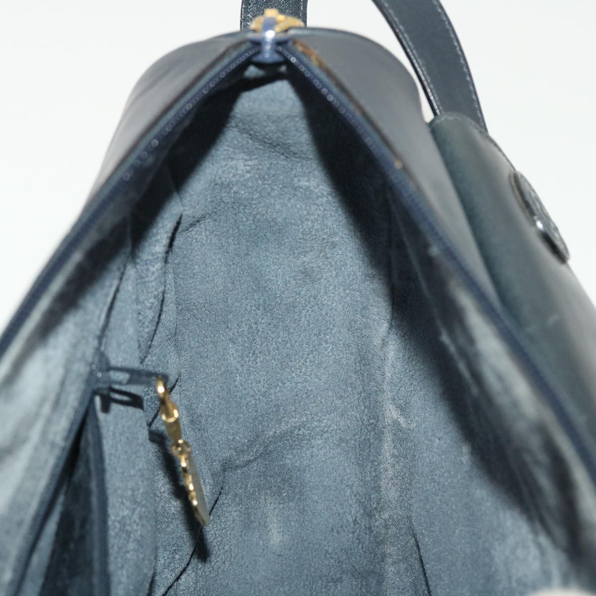 GUCCI Micro GG Canvas Shoulder Bag PVC Leather Navy ar9247