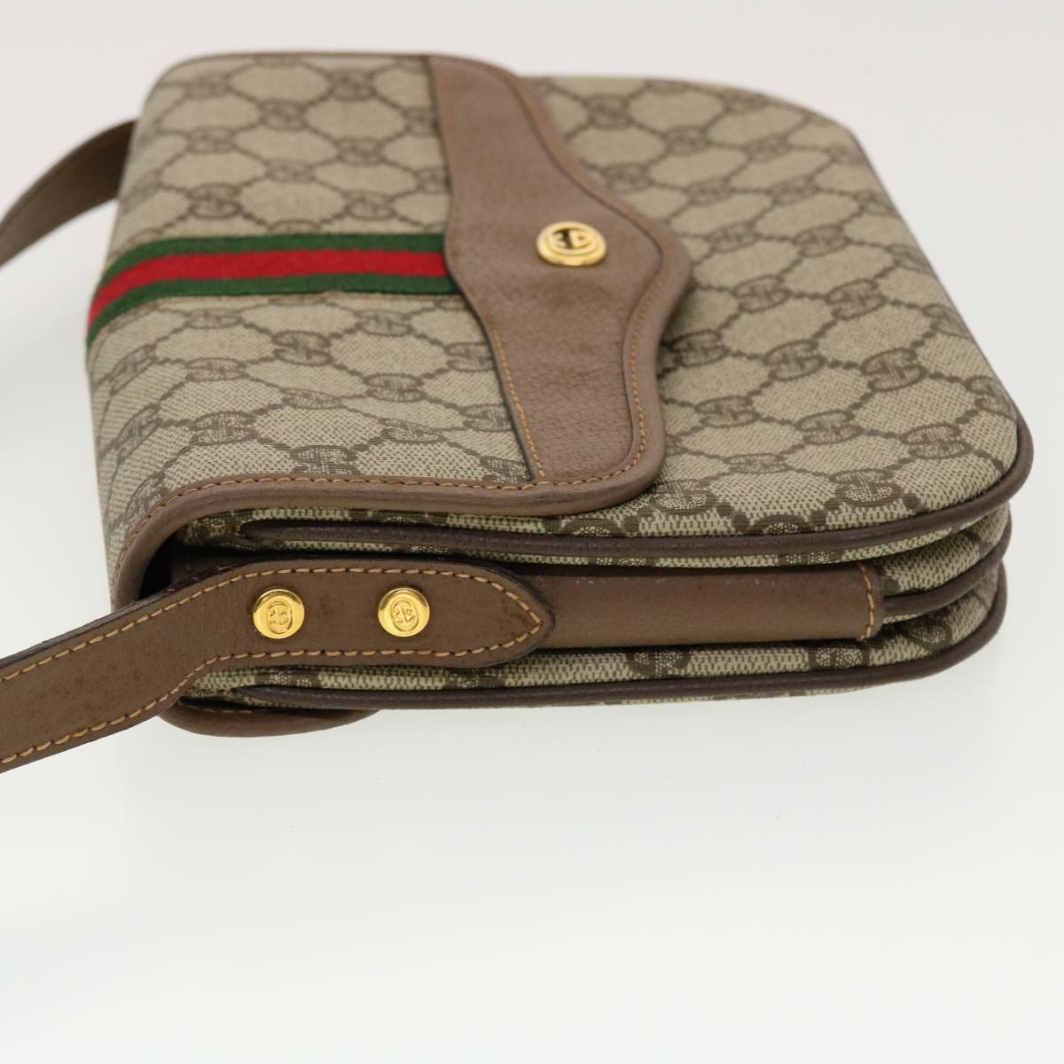 GUCCI GG Canvas Web Sherry Line Shoulder Bag Beige Red 001.113.6862 ar9275