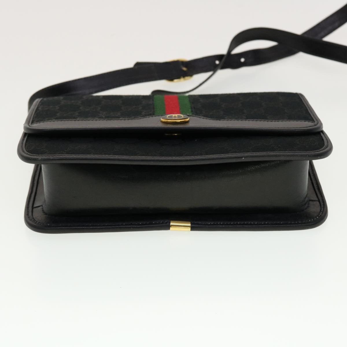 GUCCI GG Canvas Web Sherry Line Shoulder Bag Black Red Green ar9276