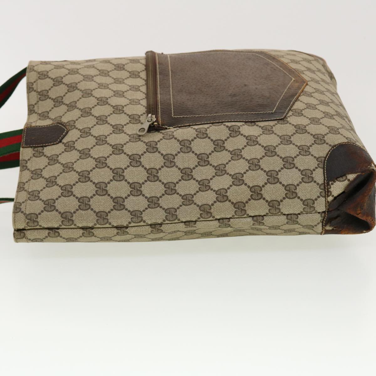 GUCCI GG Canvas Web Sherry Line Tote Bag Beige Red Green ar9393
