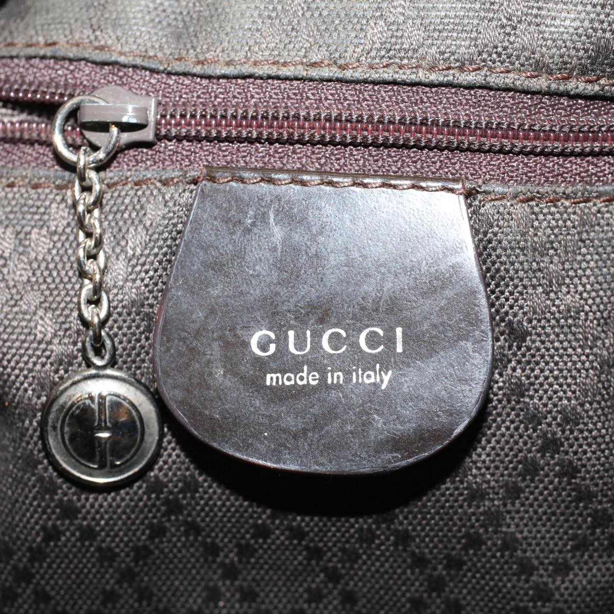 GUCCI Bamboo Shoulder Bag Nylon Brown 0000531200047 ar9405