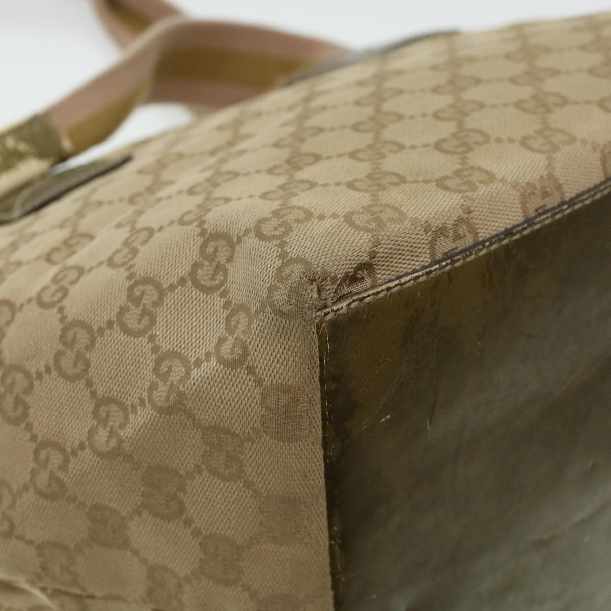 GUCCI GG Canvas Sherry Line Tote Bag Beige Green Pink 131230 ar9406