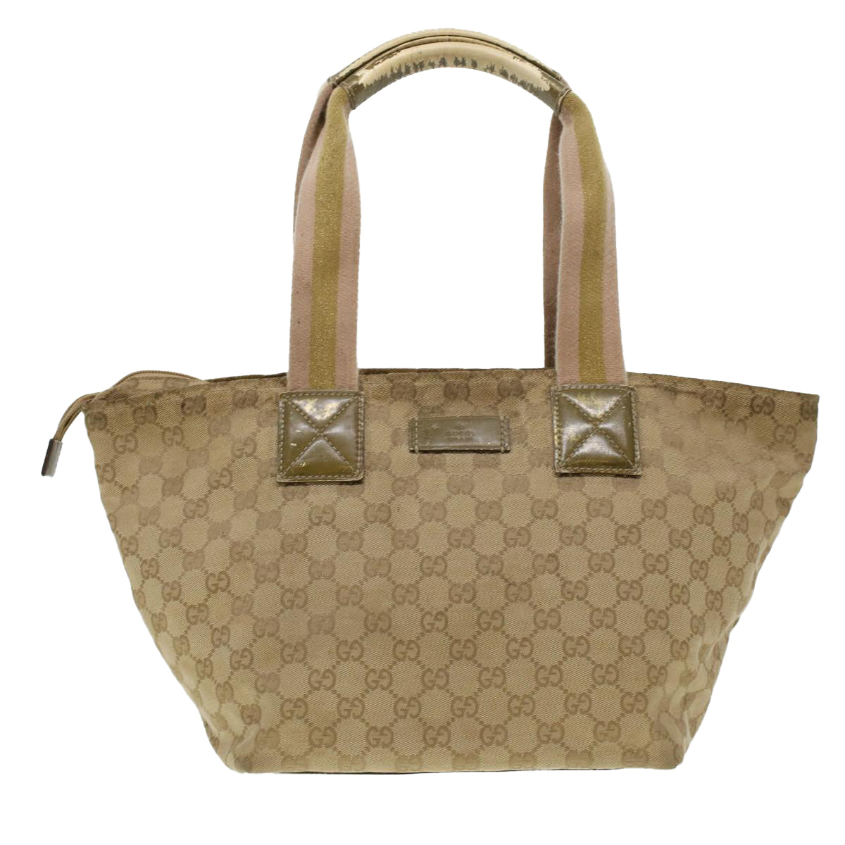 GUCCI GG Canvas Sherry Line Tote Bag Beige Green Pink 131230 ar9406