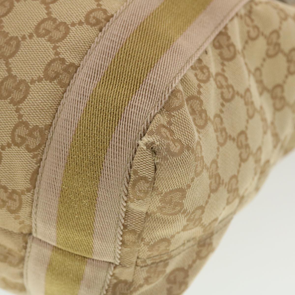 GUCCI GG Canvas Sherry Line Tote Bag Beige Green Pink 189669 ar9408
