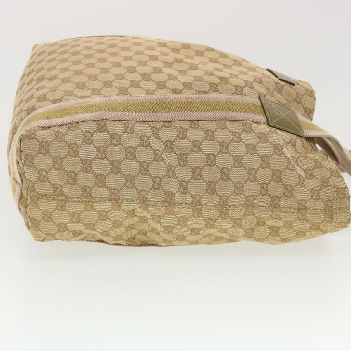 GUCCI GG Canvas Sherry Line Tote Bag Beige Green Pink 189669 ar9408