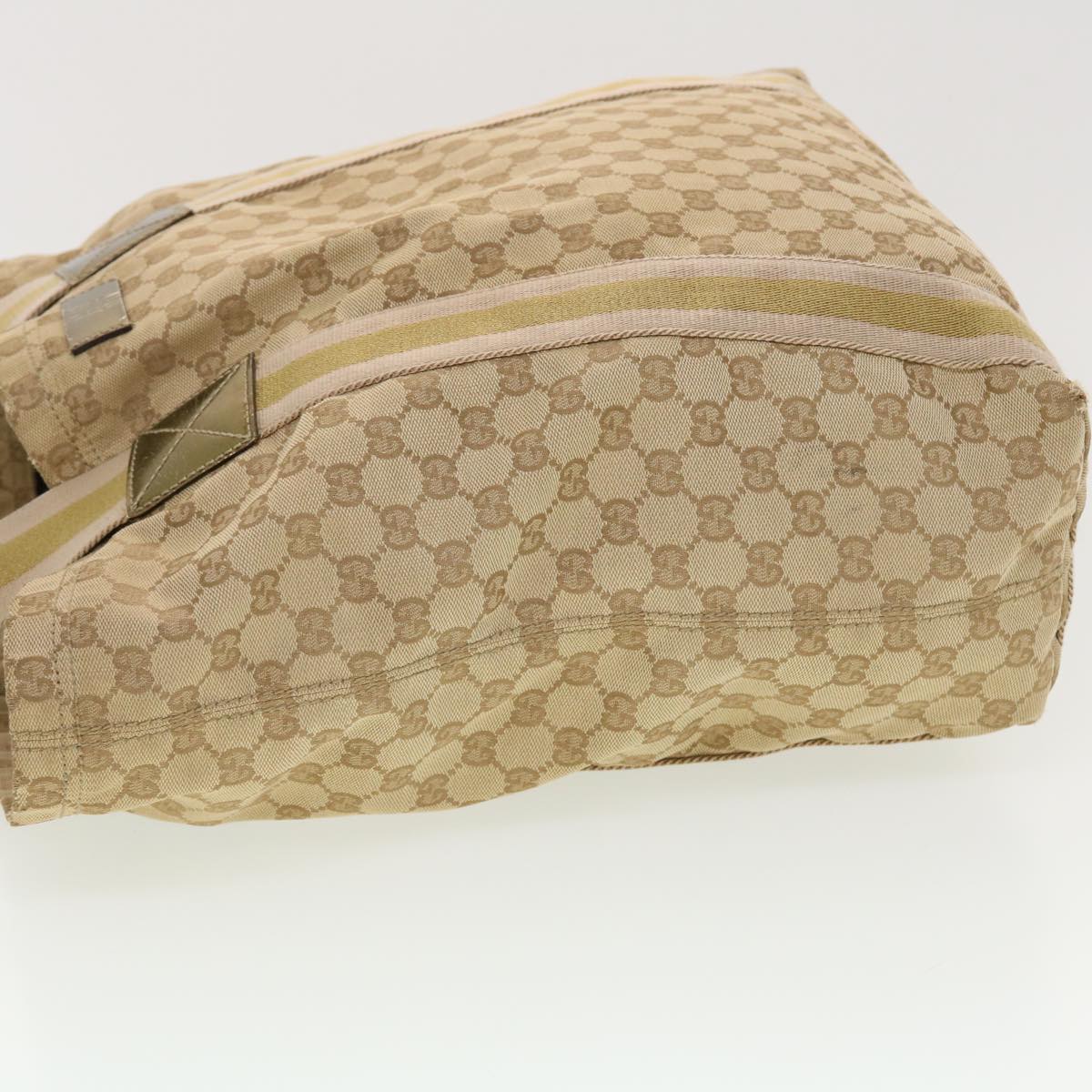 GUCCI GG Canvas Sherry Line Tote Bag Beige Green Pink 189669 ar9408