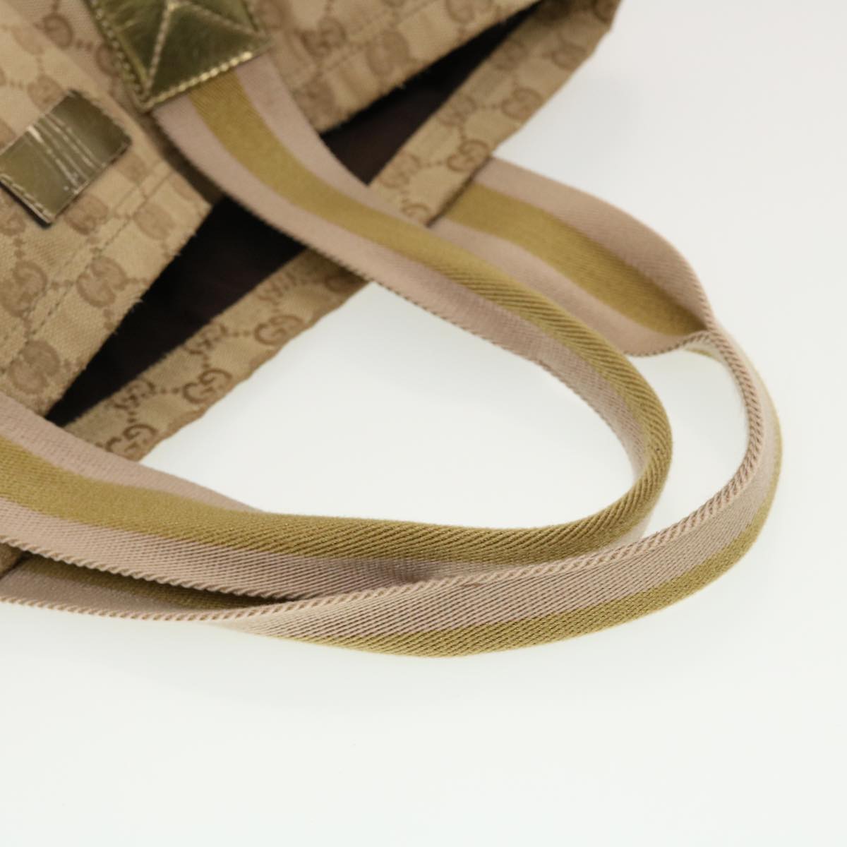 GUCCI GG Canvas Sherry Line Tote Bag Beige Green Pink 189669 ar9408