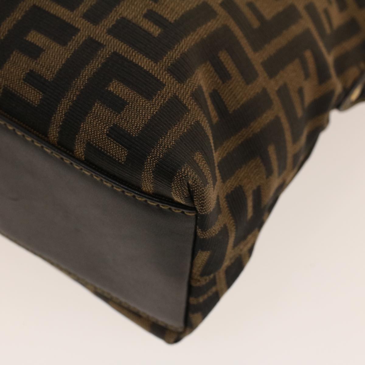 FENDI Zucca Canvas Hand Bag Nylon Brown Black ar9472