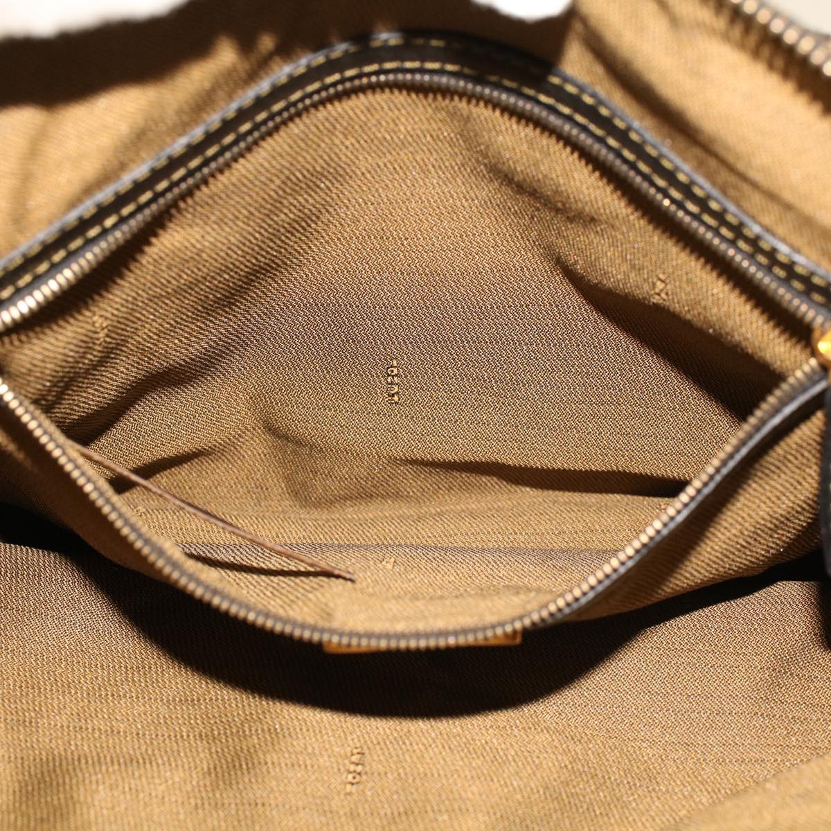 FENDI Zucca Canvas Hand Bag Nylon Brown Black ar9472