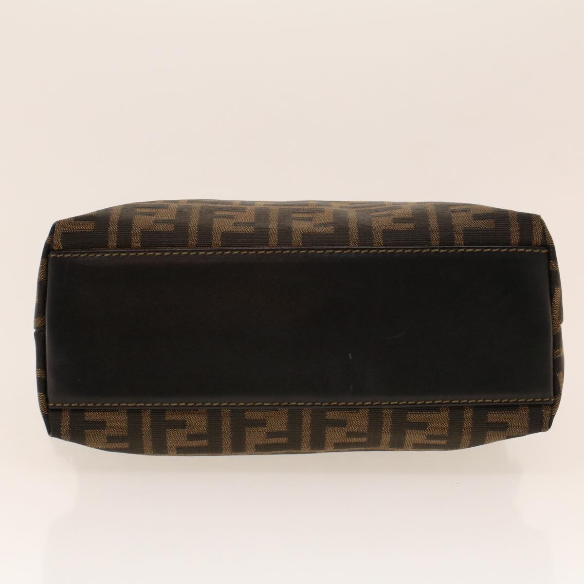 FENDI Zucca Canvas Hand Bag Nylon Brown Black ar9472