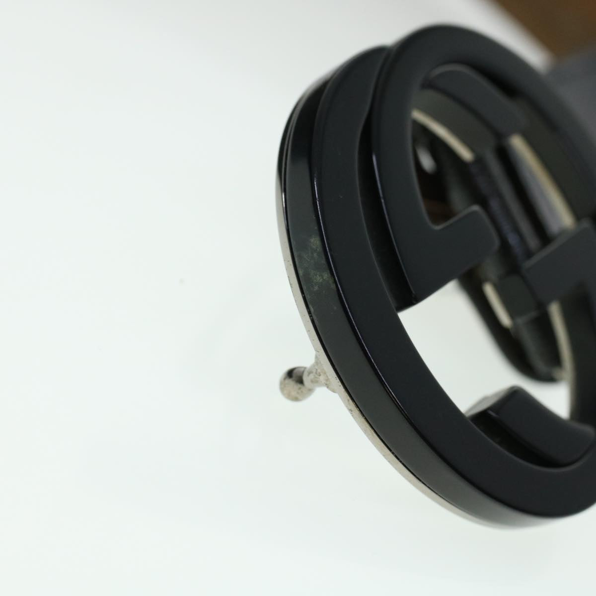 GUCCI GG Canvas Interlocking Belt Leather Canvas 43.3"" Black ar9475