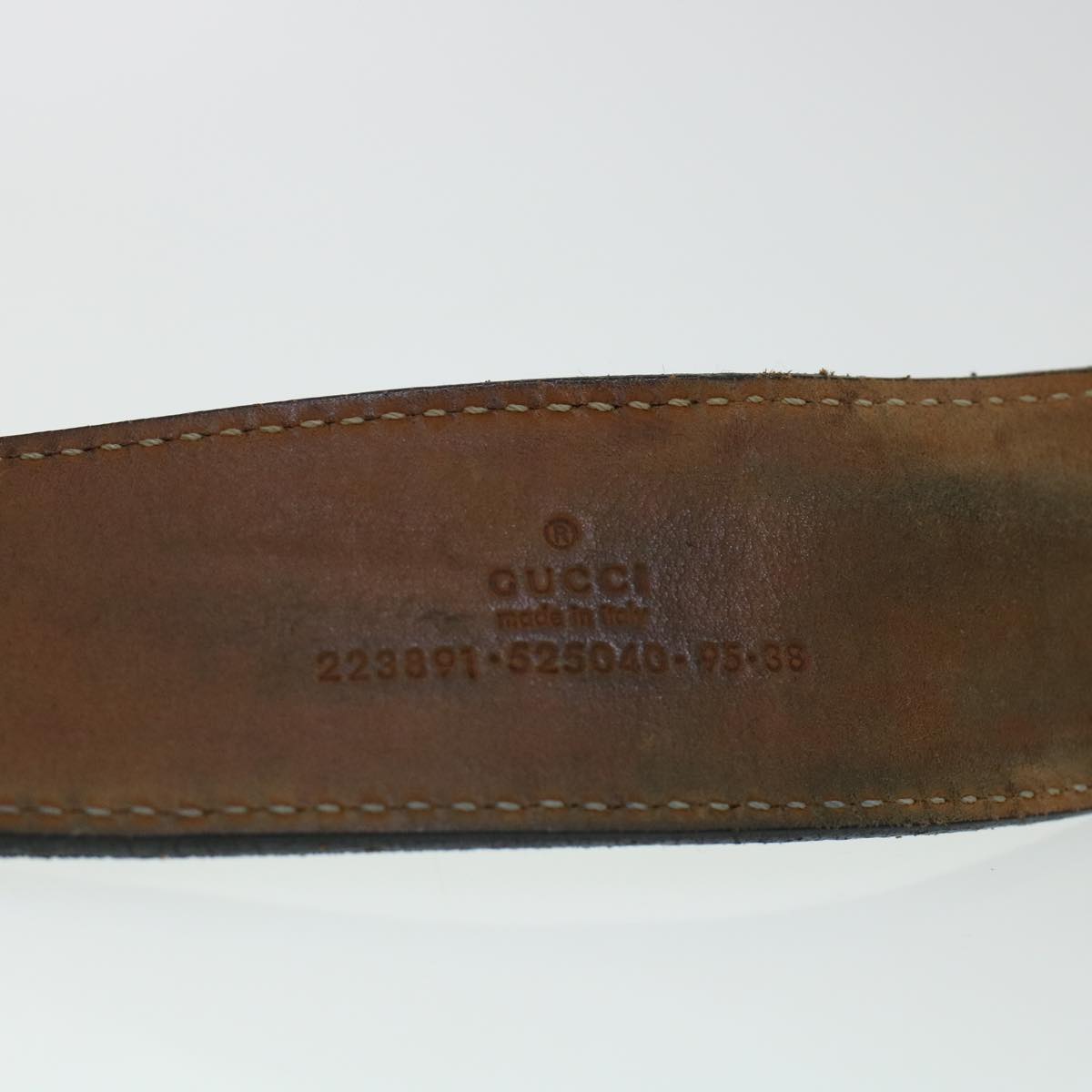 GUCCI GG Canvas Interlocking Belt Leather Canvas 43.3"" Black ar9475