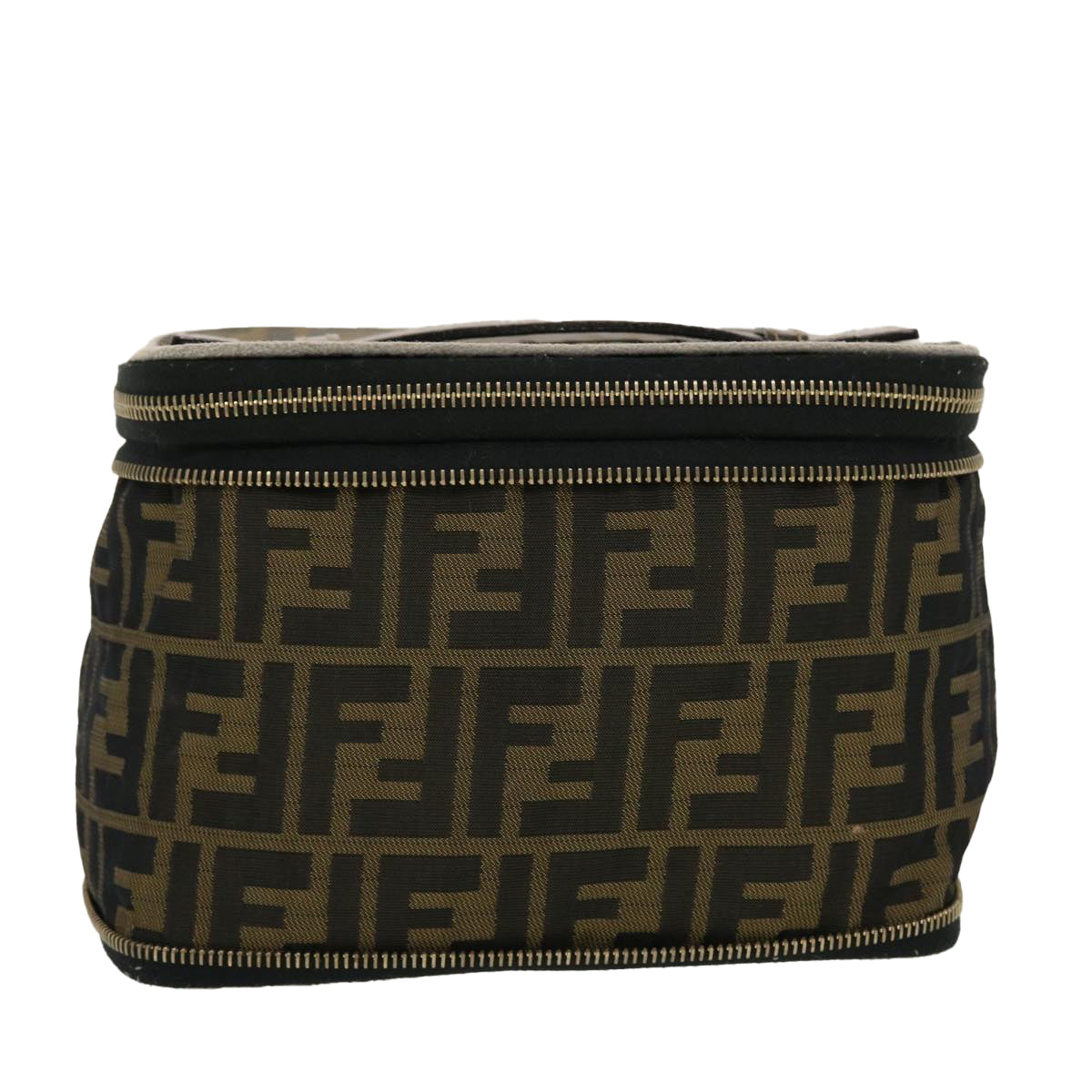 FENDI Zucca Canvas Vanity Cosmetic Pouch Black Brown ar9544B