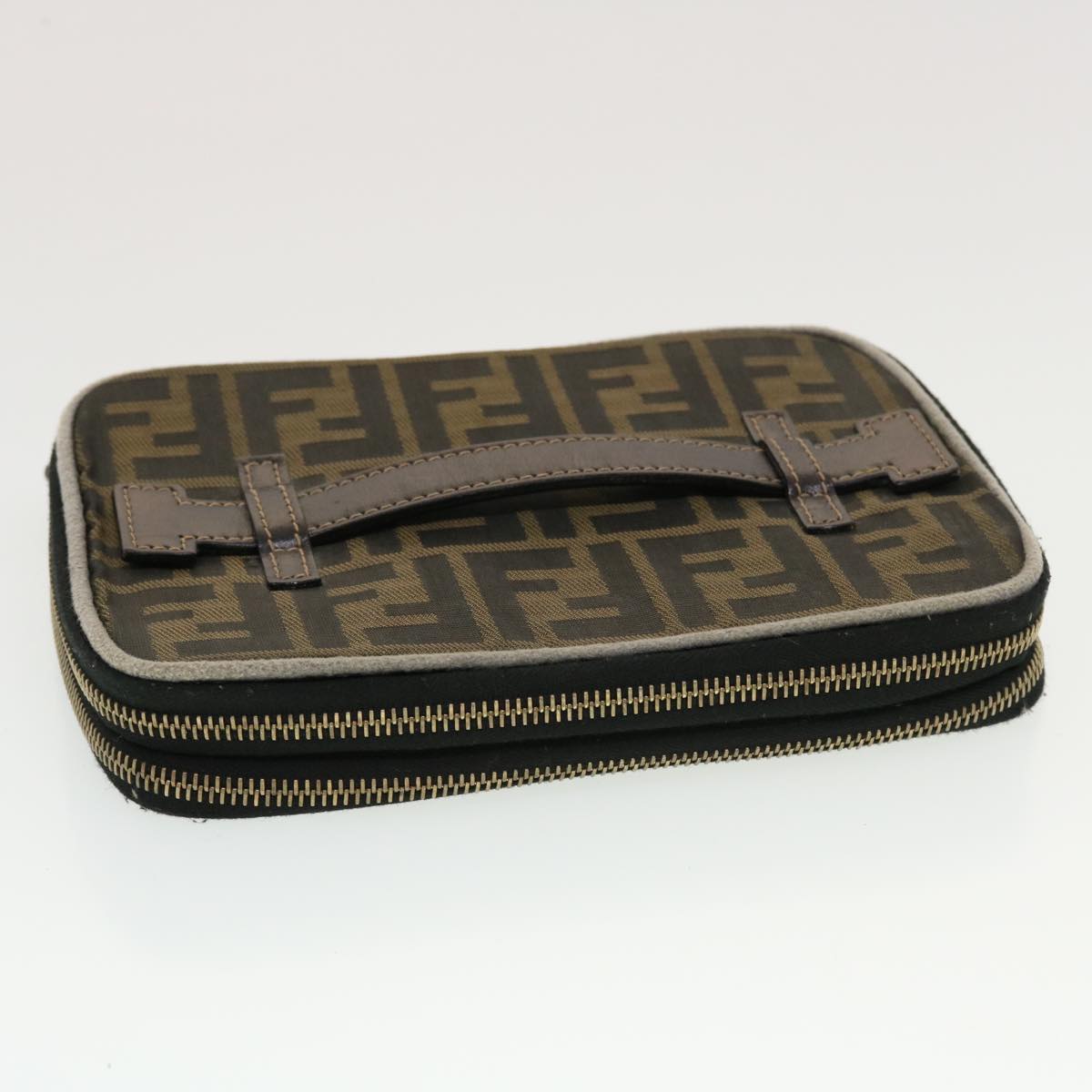 FENDI Zucca Canvas Vanity Cosmetic Pouch Black Brown ar9544B