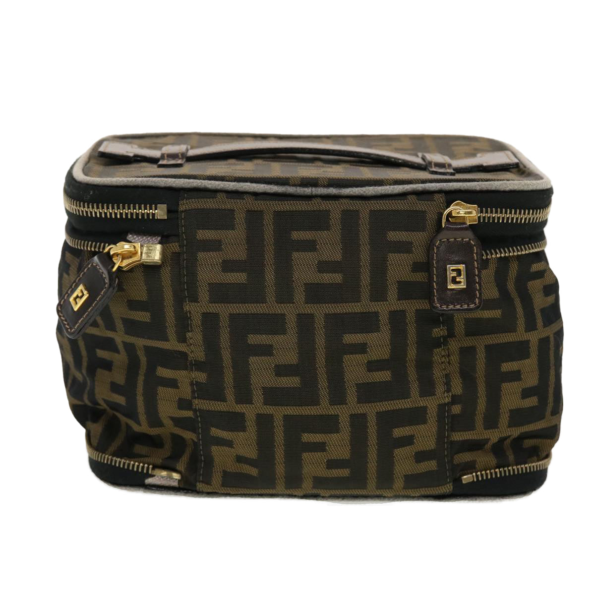 FENDI Zucca Canvas Vanity Cosmetic Pouch Black Brown ar9544B