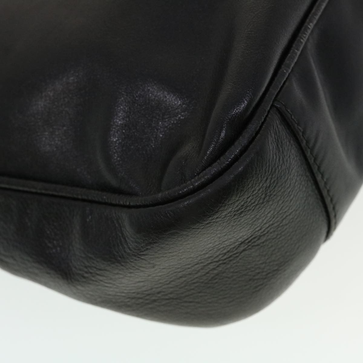 GUCCI Bamboo Hand Bag Leather Black ar9548B