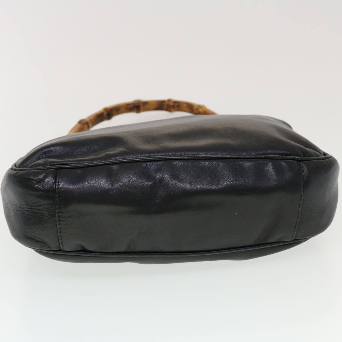 GUCCI Bamboo Hand Bag Leather Black ar9548B