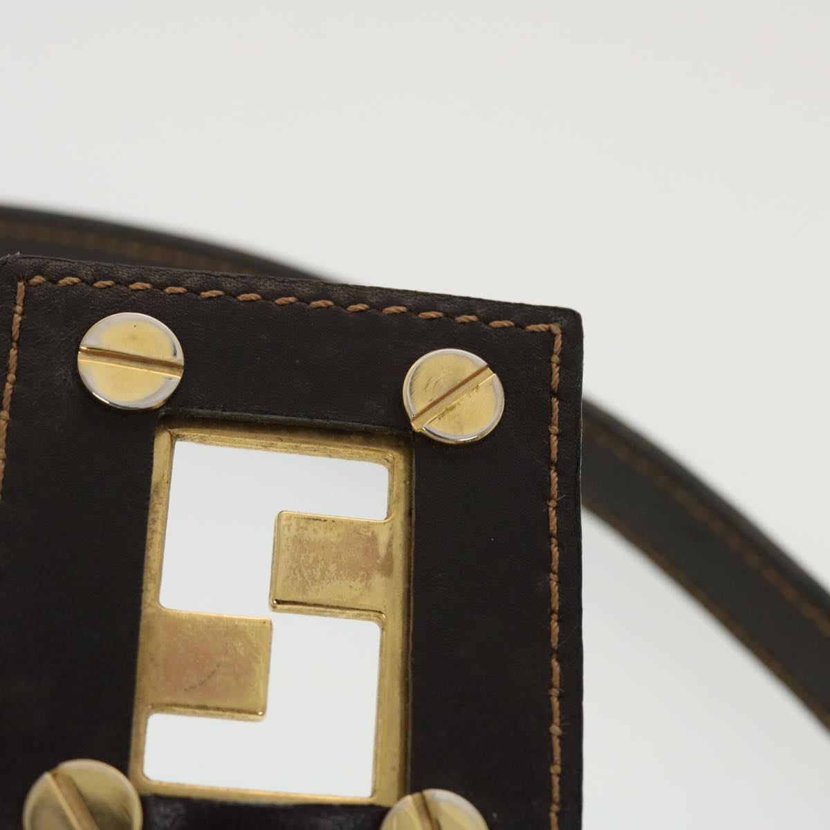 FENDI Shoulder Bag Leather Brown ar9569