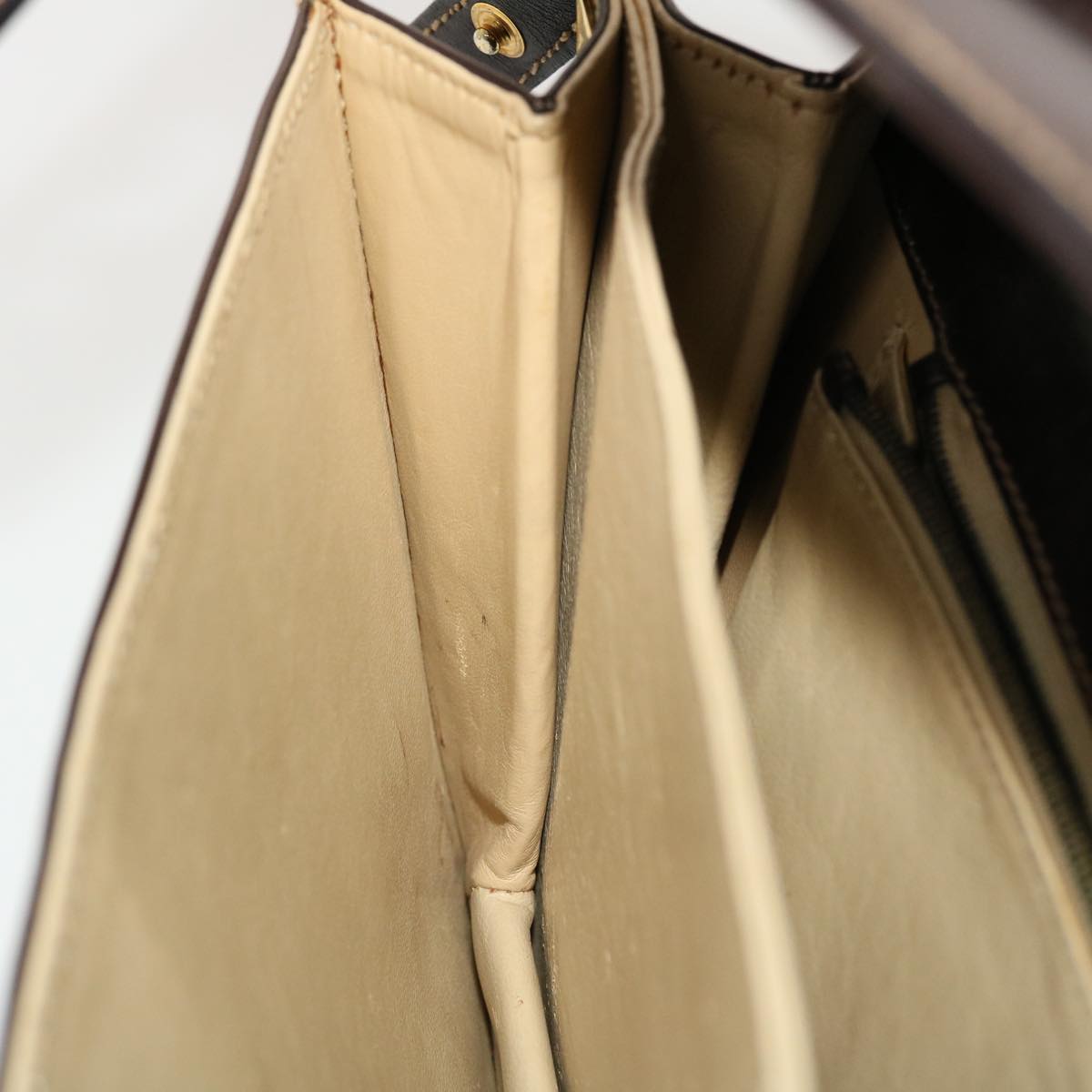 FENDI Shoulder Bag Leather Brown ar9569