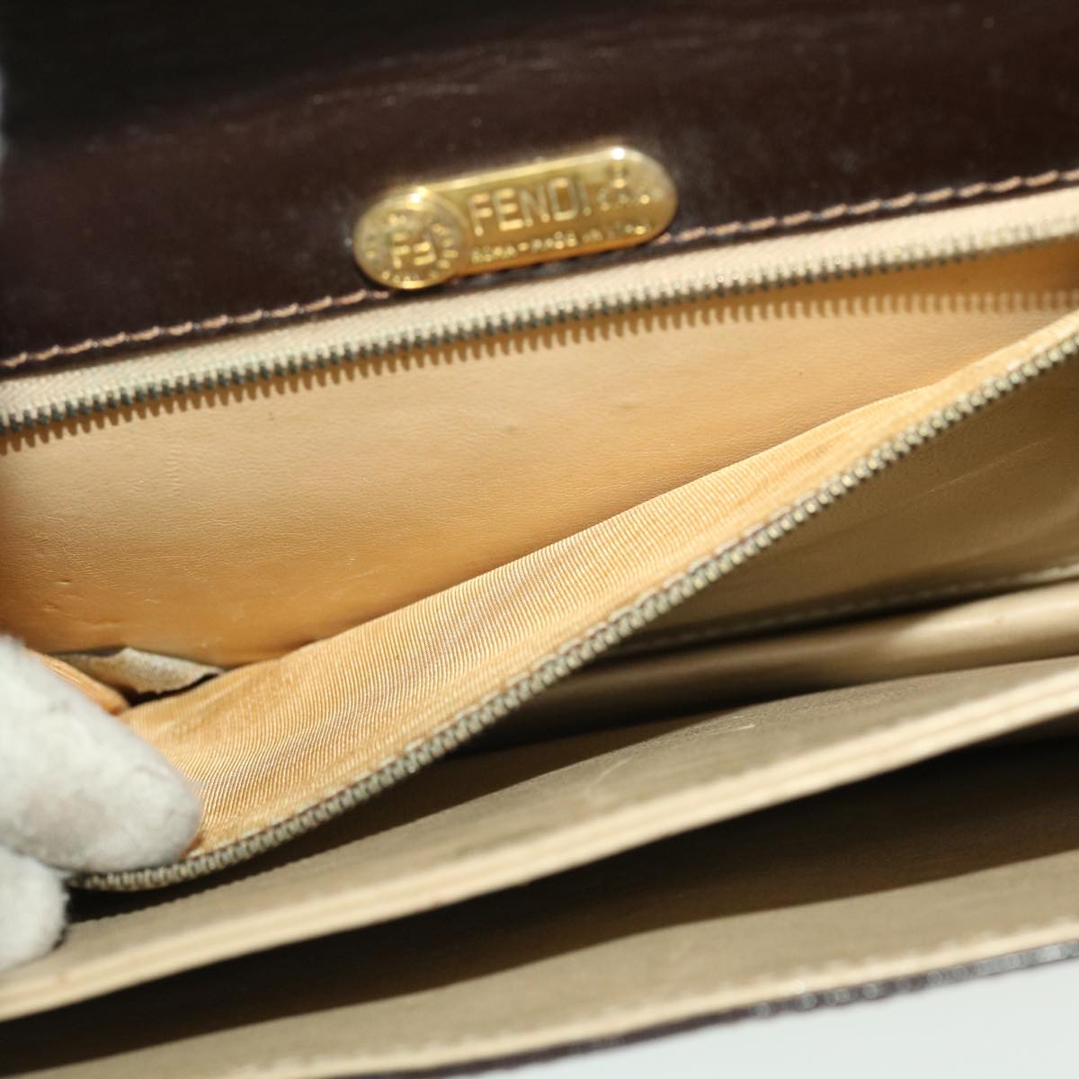 FENDI Shoulder Bag Leather Brown ar9569