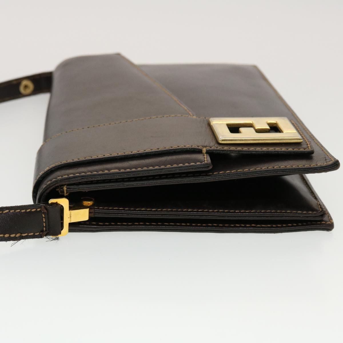 FENDI Shoulder Bag Leather Brown ar9569