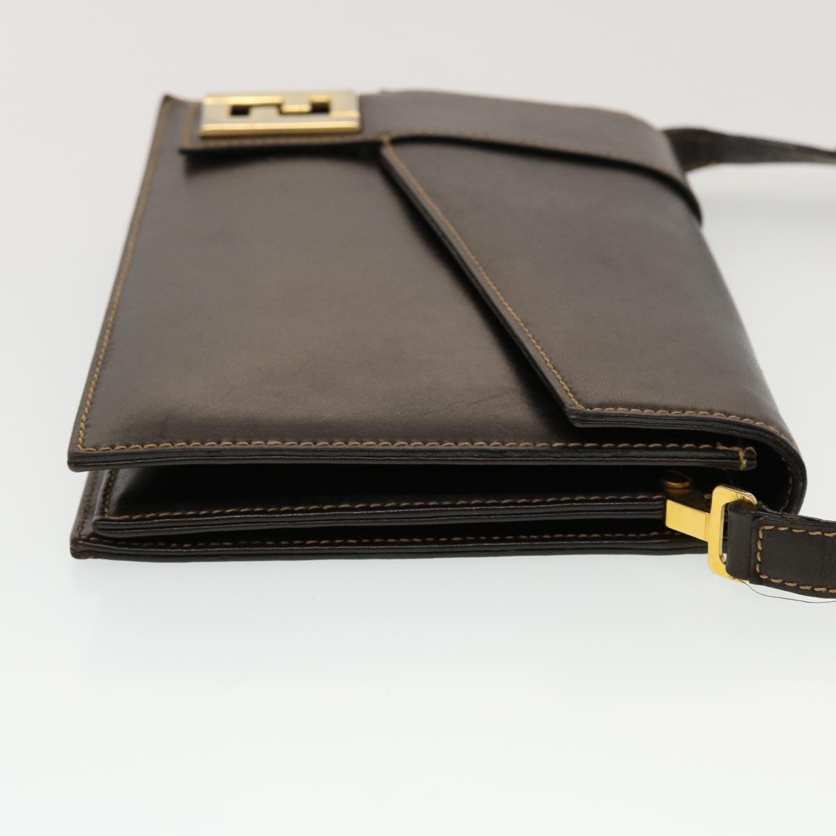 FENDI Shoulder Bag Leather Brown ar9569