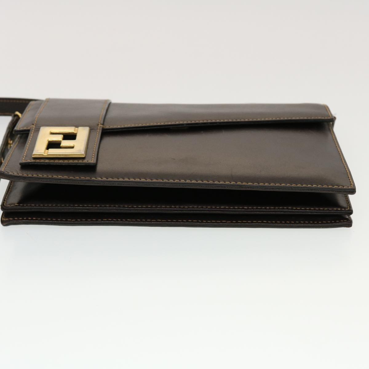 FENDI Shoulder Bag Leather Brown ar9569