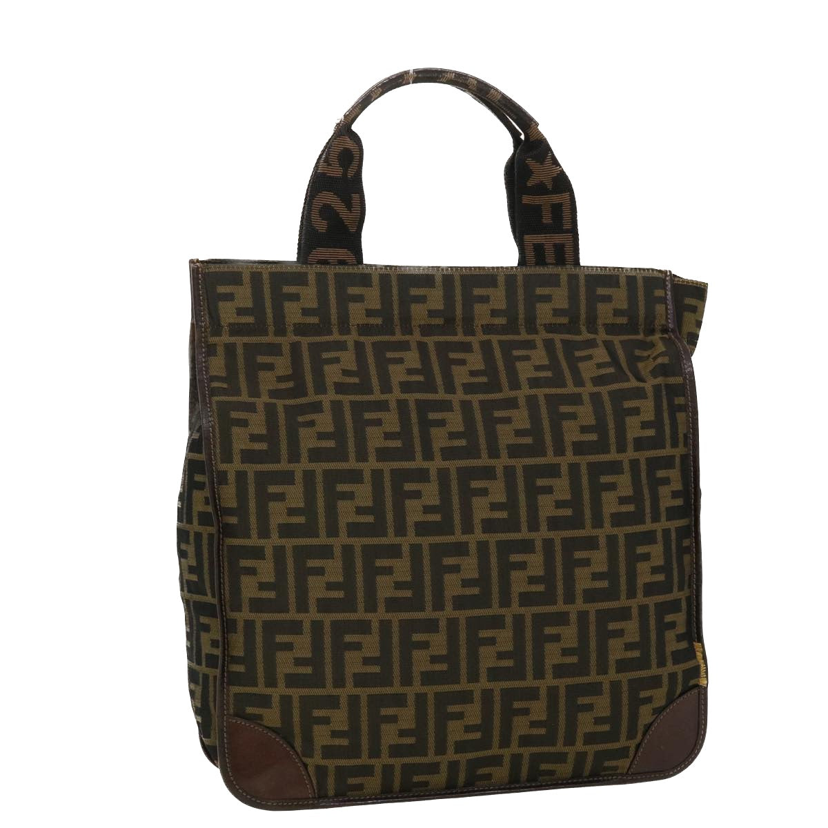 FENDI Zucca Canvas Hand Bag Black Brown 2321.26555.098 ar9639