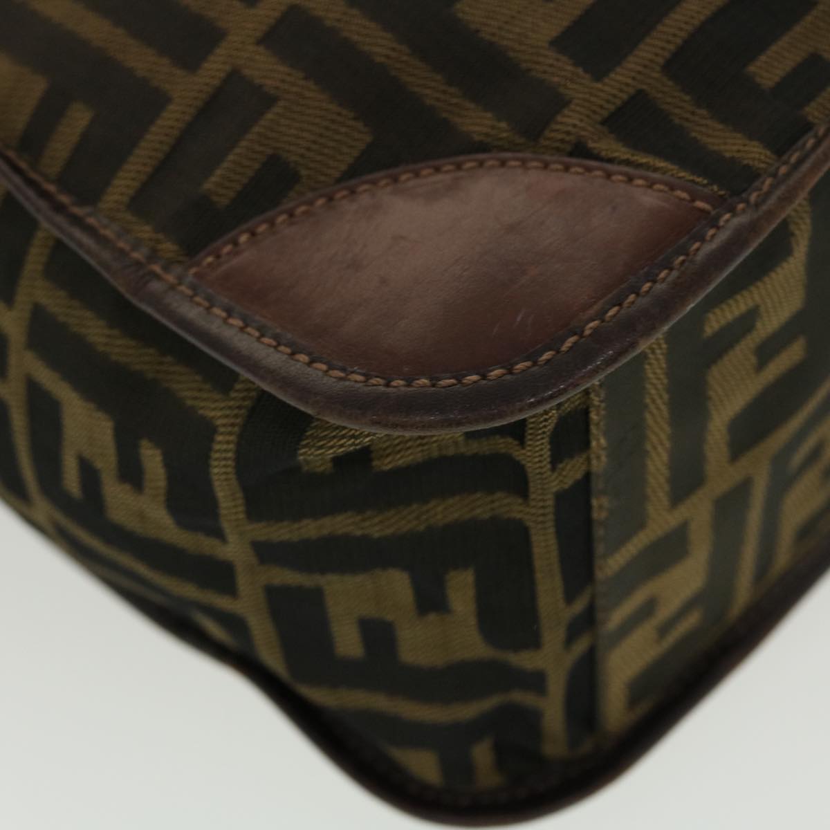 FENDI Zucca Canvas Hand Bag Black Brown 2321.26555.098 ar9639