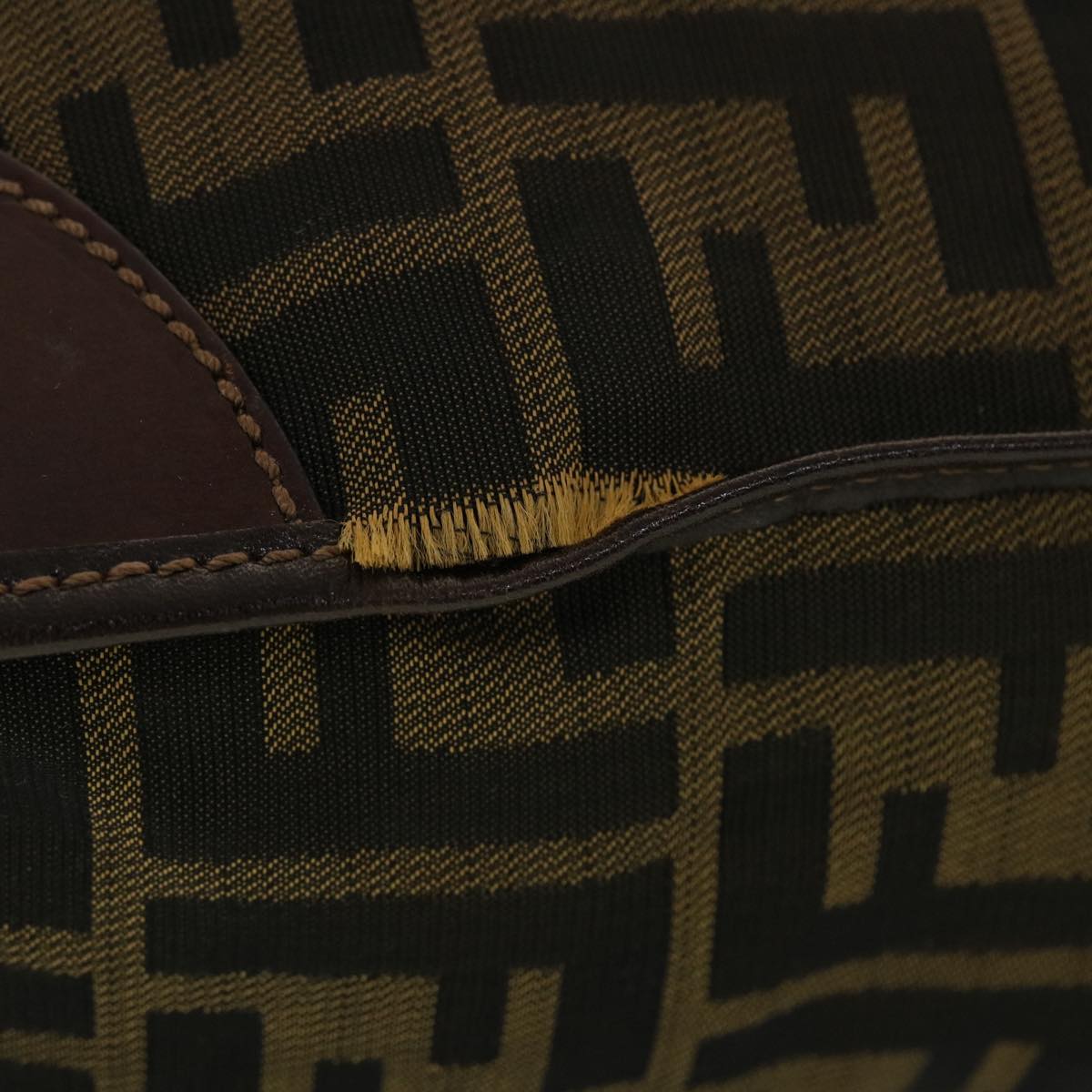 FENDI Zucca Canvas Hand Bag Black Brown 2321.26555.098 ar9639