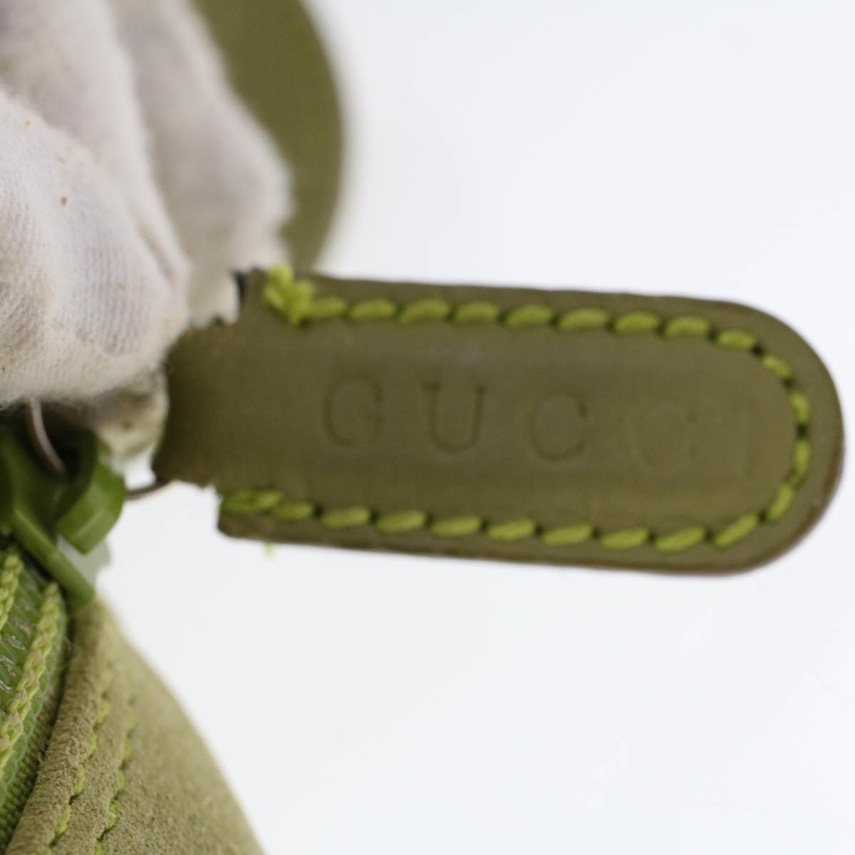GUCCI Shoulder Bag Suede Green 007•3444•0221 ar9684B