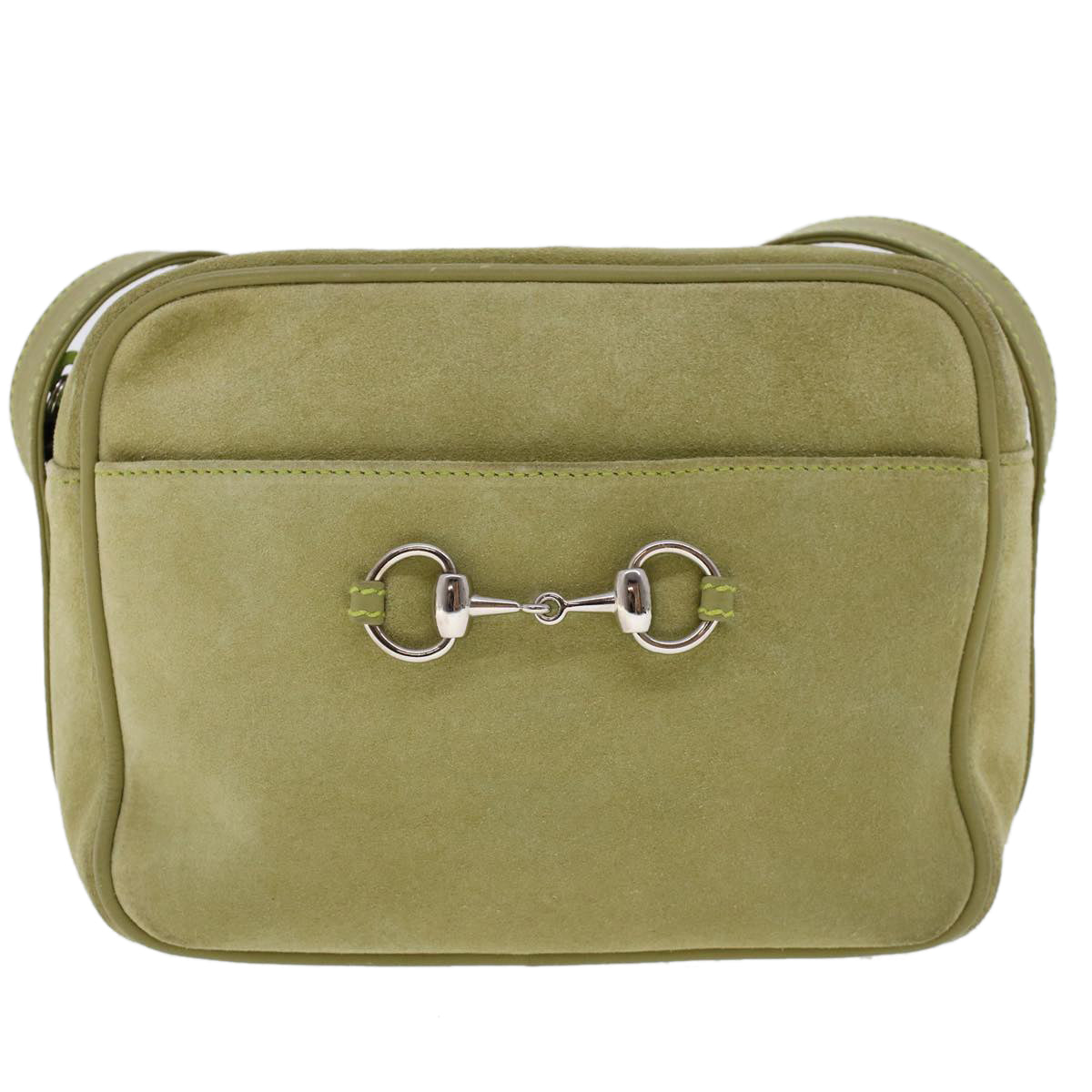 GUCCI Shoulder Bag Suede Green 007•3444•0221 ar9684B