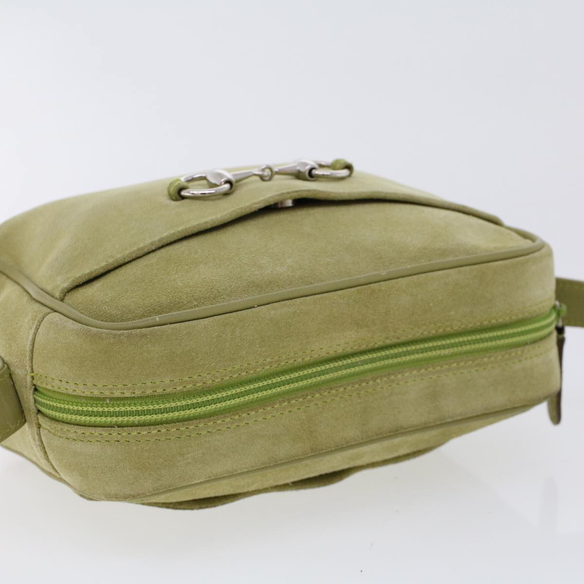 GUCCI Shoulder Bag Suede Green 007•3444•0221 ar9684B