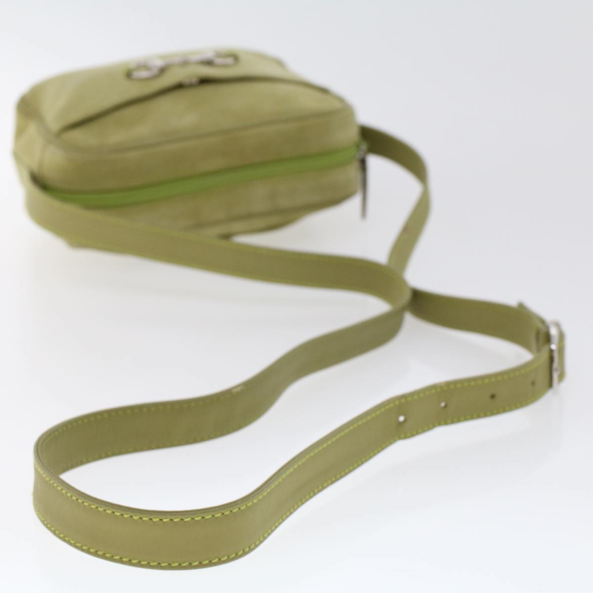GUCCI Shoulder Bag Suede Green 007•3444•0221 ar9684B