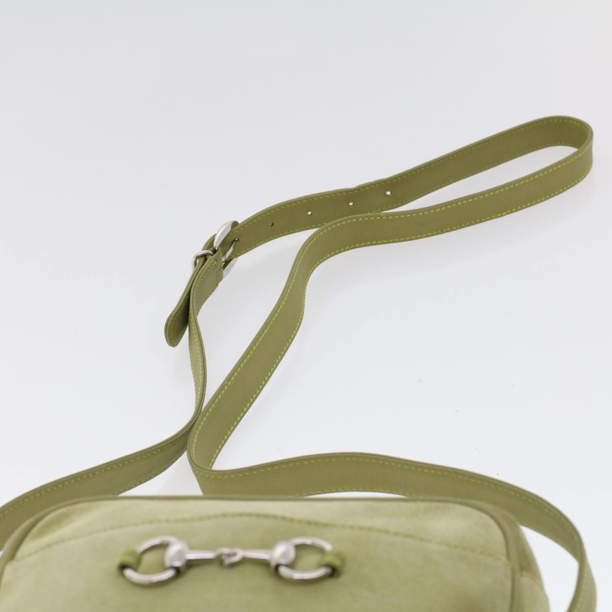 GUCCI Shoulder Bag Suede Green 007•3444•0221 ar9684B