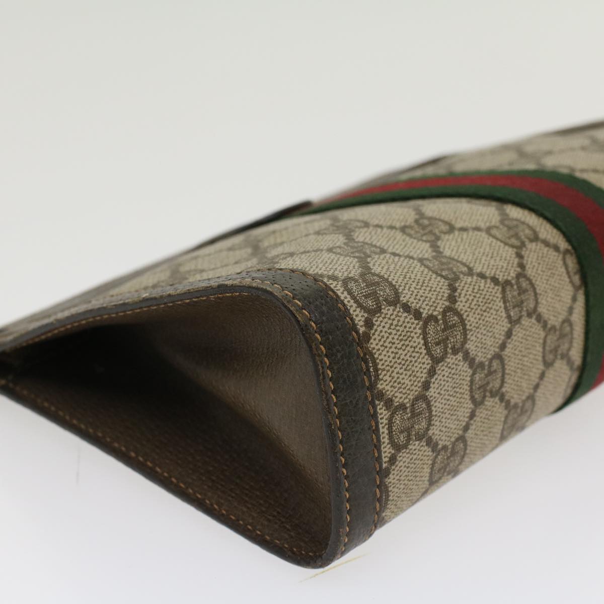 GUCCI GG Canvas Web Sherry Line Clutch Bag Beige Red Green ar9687B