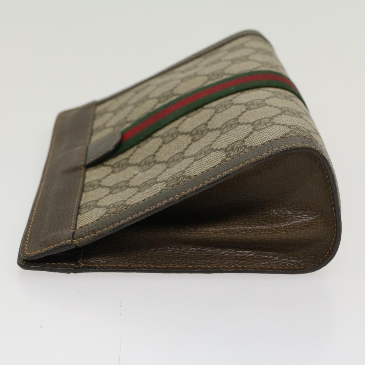 GUCCI GG Canvas Web Sherry Line Clutch Bag Beige Red Green ar9687B
