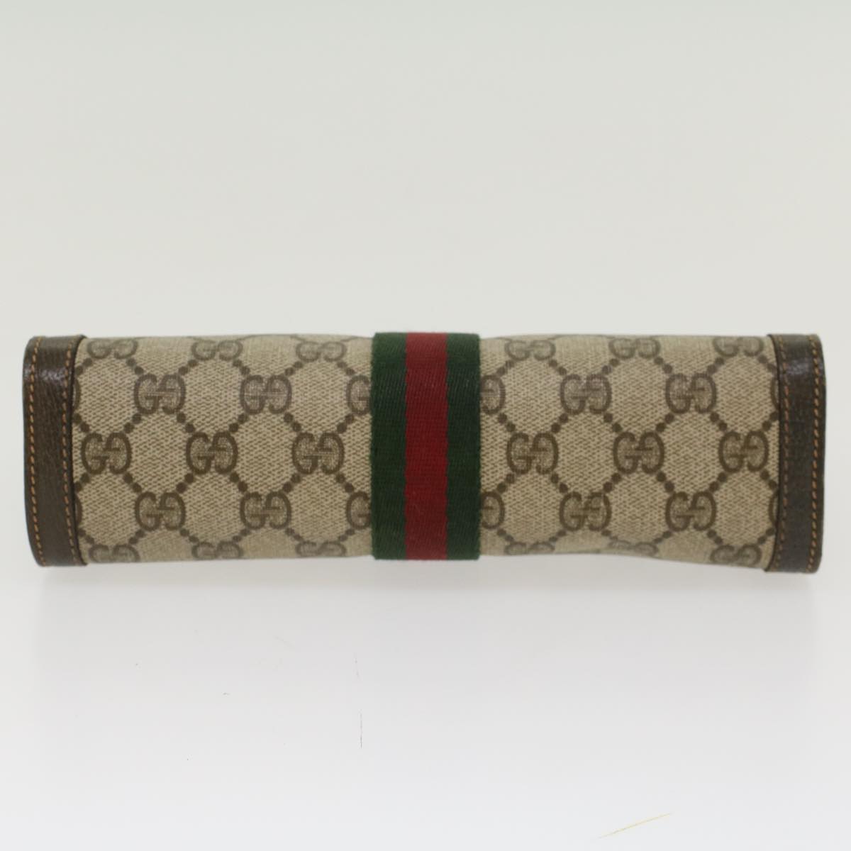 GUCCI GG Canvas Web Sherry Line Clutch Bag Beige Red Green ar9687B