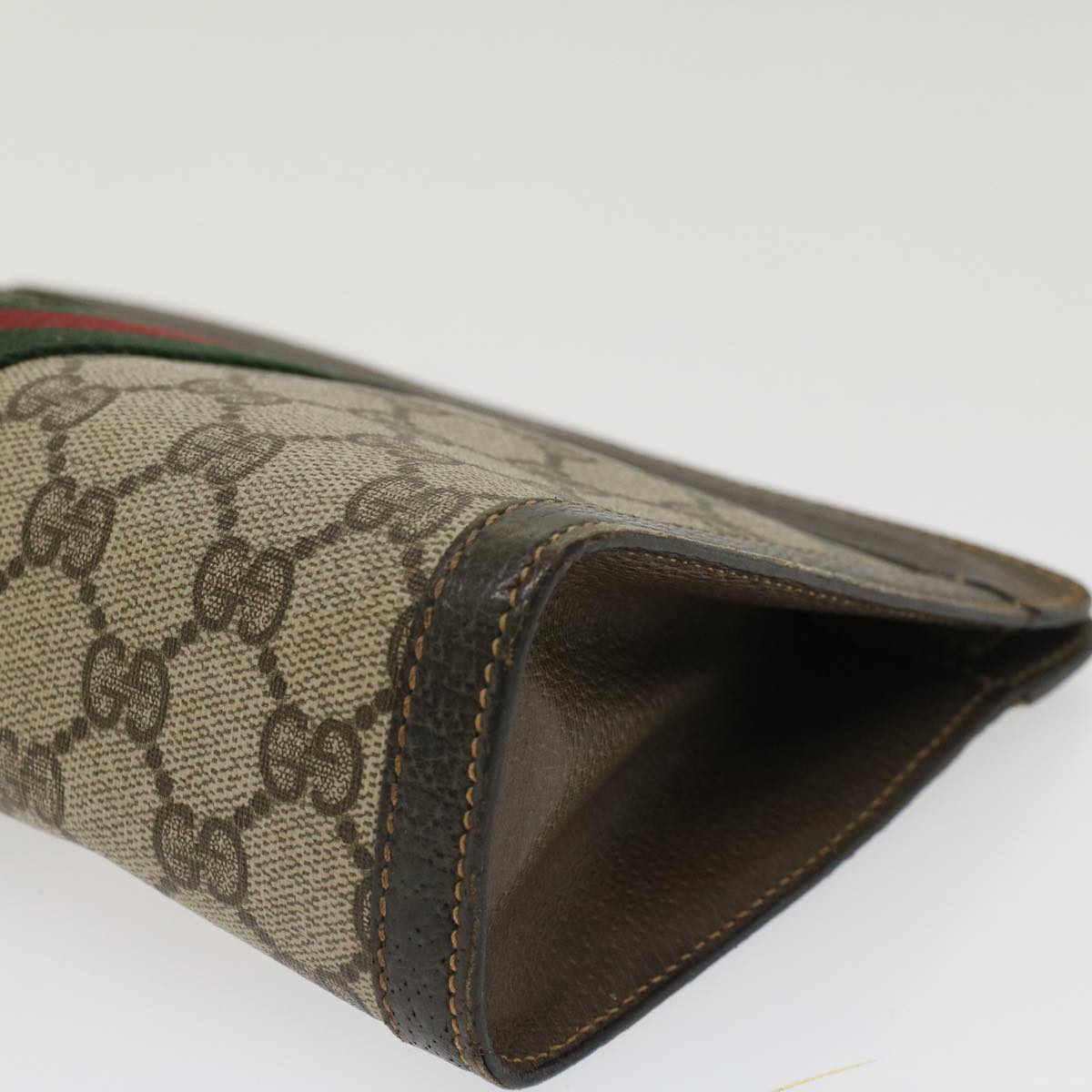 GUCCI GG Canvas Web Sherry Line Clutch Bag Beige Red Green ar9687B