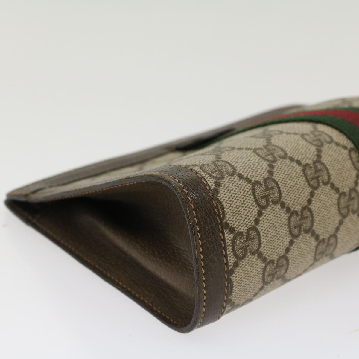 GUCCI GG Canvas Web Sherry Line Clutch Bag Beige Red Green ar9687B