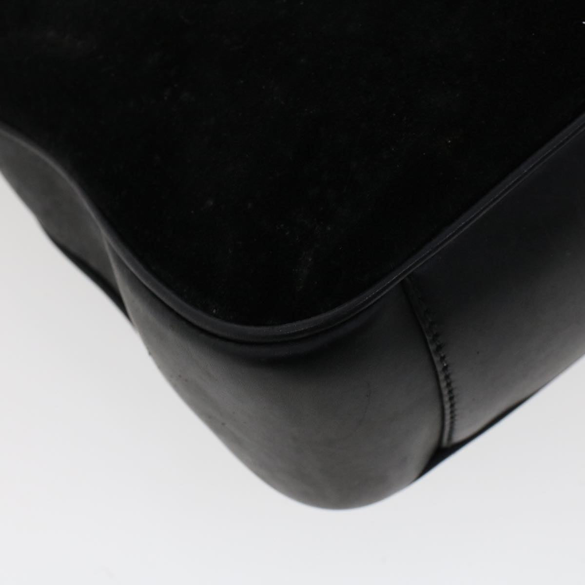 GUCCI Bamboo Shoulder Bag Suede 2way Black 001•1014•1638 ar9690B