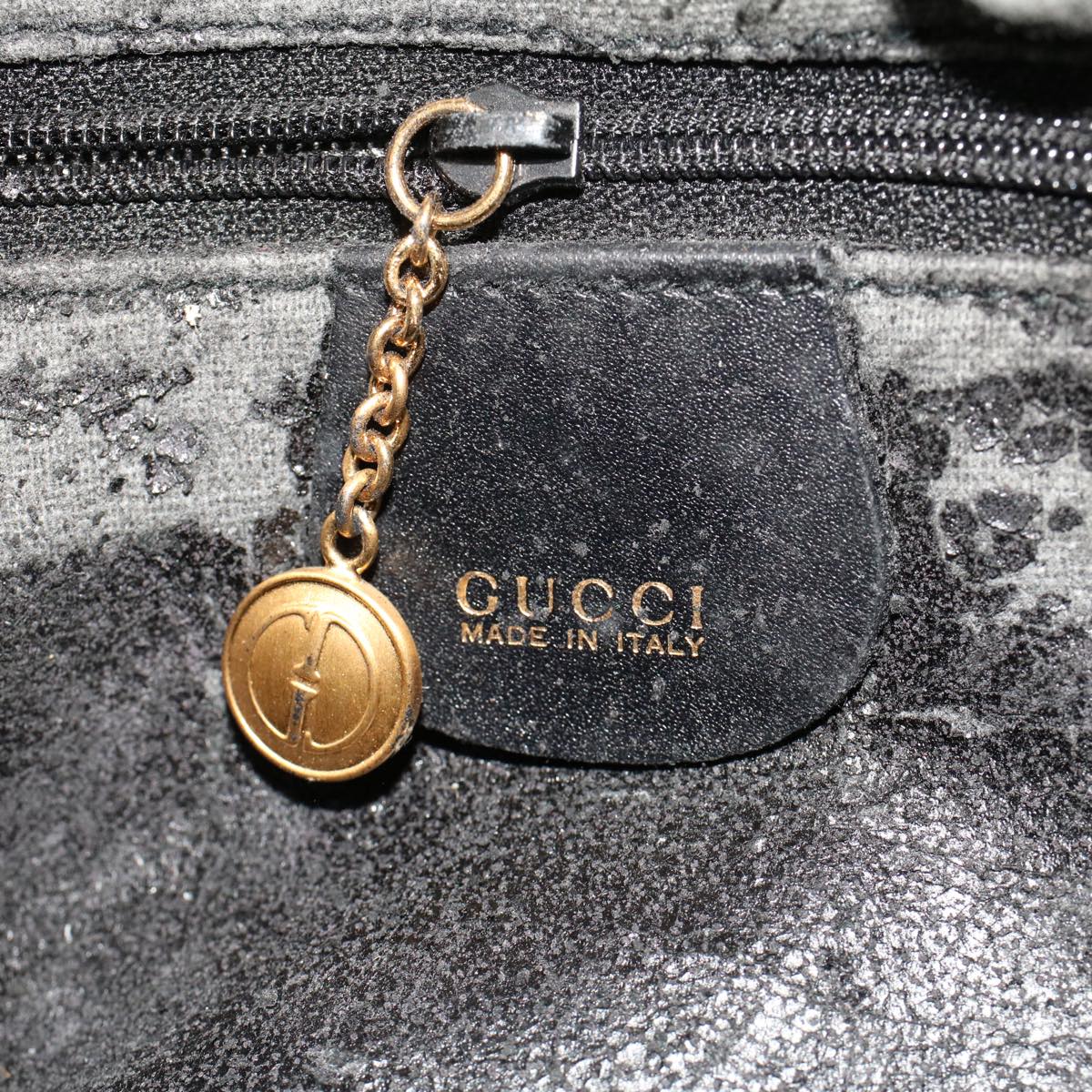 GUCCI Bamboo Shoulder Bag Suede 2way Black 001•1014•1638 ar9690B