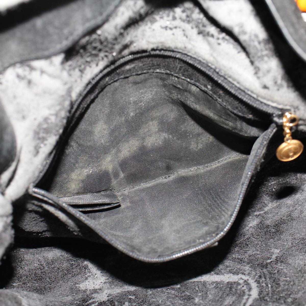 GUCCI Bamboo Shoulder Bag Suede 2way Black 001•1014•1638 ar9690B