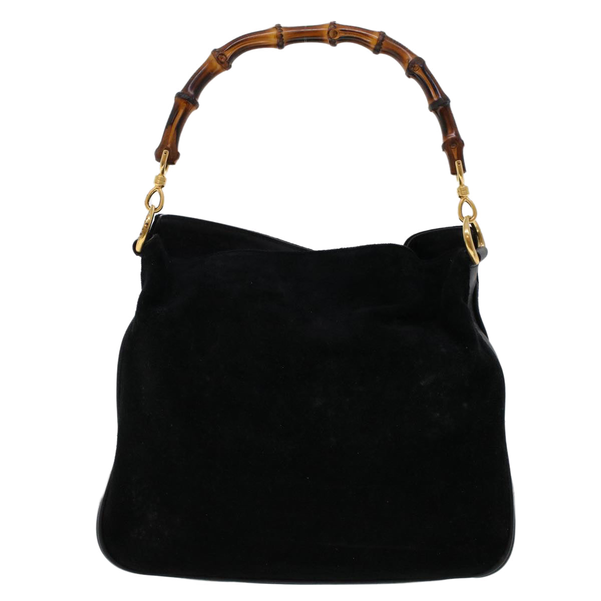 GUCCI Bamboo Shoulder Bag Suede 2way Black 001•1014•1638 ar9690B