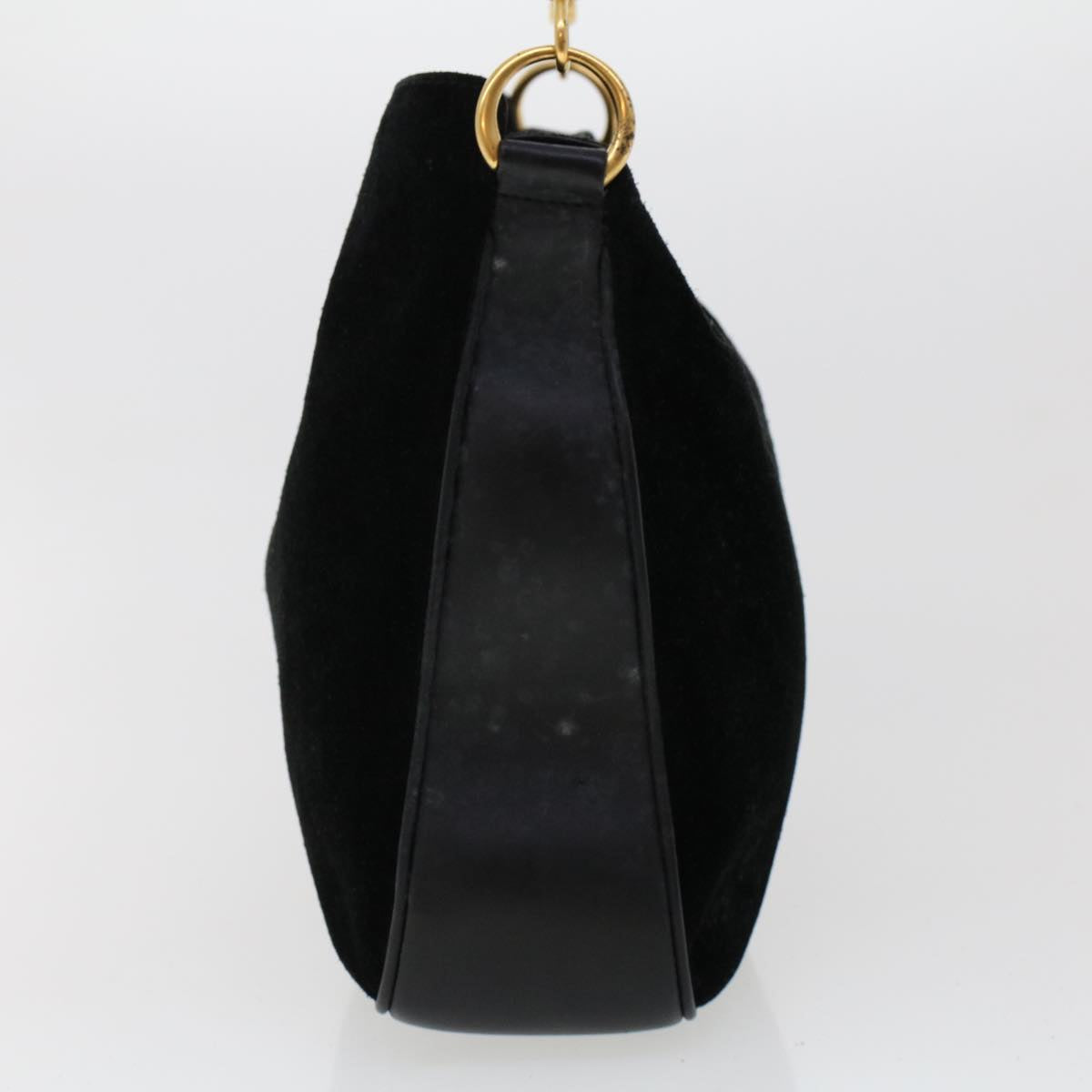 GUCCI Bamboo Shoulder Bag Suede 2way Black 001•1014•1638 ar9690B