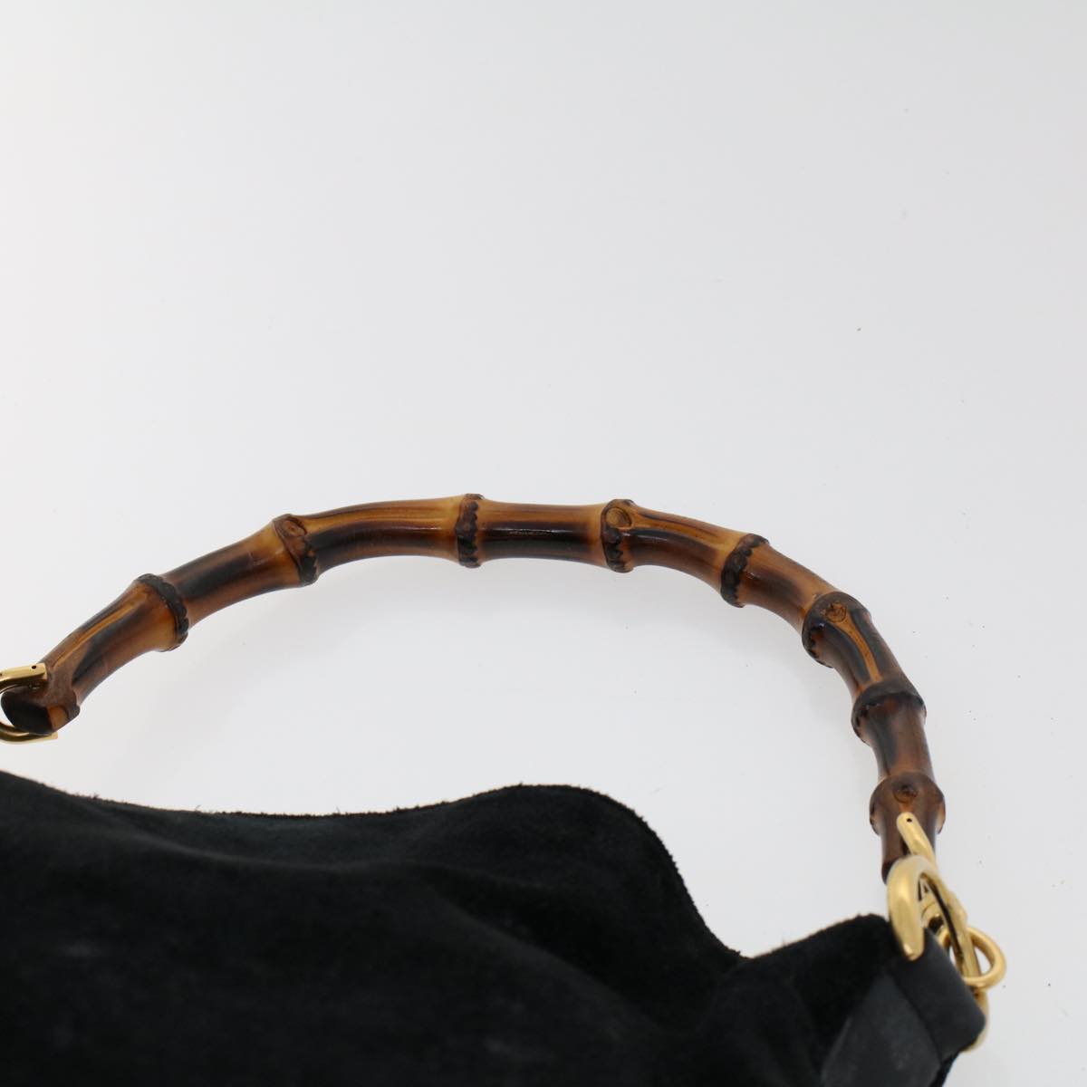 GUCCI Bamboo Shoulder Bag Suede 2way Black 001•1014•1638 ar9690B